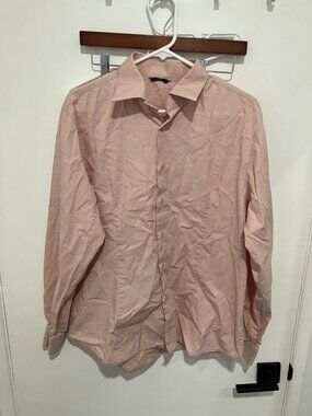 Sisley Men's Pink Long Sleeve Button Down Dress Shirt Size Large